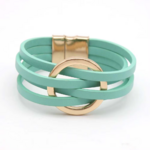 bracelet en cuir multirang turquoise