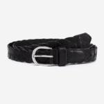 ceinture tressée en cuir noir