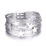 bracelet multi rang cordon étoile argent