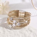bracelet multi rang cordon étoile doré (3)