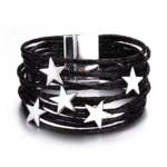 bracelet multi rang cordon étoile noir
