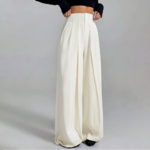 pantalon blanc été taille haute à jambes larges (2)