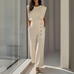 combinaison femme business bureau blanche été