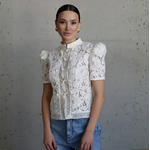 T-shirt Canelle blanc dentelle