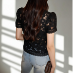 T-shirt Canelle noir dentellen femme
