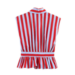 chemise sans manches à rayures  bleu rouge