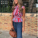 chemise sans manches à rayures femme été