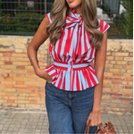 chemise sans manches à rayures femme chic