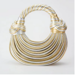 sac à main demi-lune argent et or