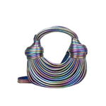 sac à main demi-lune violet métallisé
