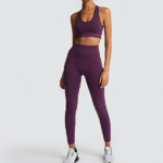 Ensemble tenue de yoga brassière legging femme violet