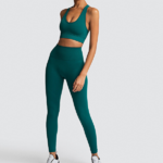 Ensemble tenue de yoga brassière legging femme vert
