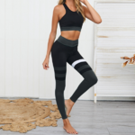 Ensemble de yoga brassière legging femme bicolore gris noir
