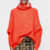 pull rouge à col roulé oversize femme