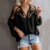 blouse noire dentelle oversize femme