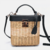 sac à main chic en paille tressé cuir noir femme