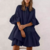 robe courte chic à volants noire femme