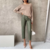 pantalon vert kaki cuir pu femme