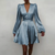 robe satin bleu ciel courte chic femme