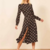 robe mi longue fendue noire à pois femme