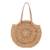 Grand sac rond paille tissé brown à détails brodés