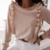 blouse rose clair à volants manches longues femme