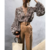 Chemisier imprimé zèbre marron beige femme