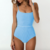 Maillot 1 pièce femme bleu bretelles fines dos nu