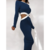 robe longue moulante ajourée à manches longues bleue femme tendance