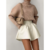 short taille haute uni blanc crème évasé