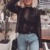 chemisier en dentelle noir bohème transparent femme