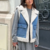 veste sans manche fourrure mouton denim bleu femme