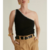 top asymétrique noir épaule dénudée femme