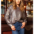 pull à col rond métallique argenté femme