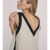 robe courte en lin beige et noire femme