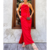 Robe longue à bretelles rouge femme occasions spéciales