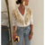 cardigan pull tendance blanc or femme