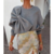 pull gris à noeud femme