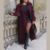 manteau long en laine bordeaux