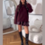 pull à col rond bordeaux femme (2)