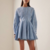 robe en jean bleu courte à manches longues