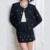 tailleur femme blazer jupe noir à strass