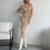 robe longue manches longues cintrée beige