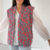 gilet matelassé sans manches imprimé rouge