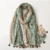 foulard châle viscose léger imprimé vert fleuri