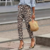 pantalon crayon imprimé léopard slim femme