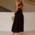 Robe longue à dos nu croisé pour femme noire