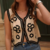 gilet sans manches en crochet noir et blanc