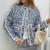 Veste en coton bleu fleurie femme