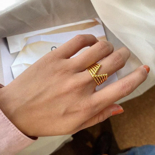 bague en cuivre laiton doré réglable tendance chic femme